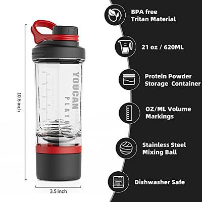 16 OZ Protein Workout Shaker Bottle with Mixer Ball and 2 close