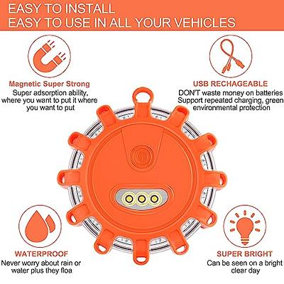 Tobfit 4 Pack Rechargeable Road Flares Roadside Emergency Car Kit, LED  Strobe Light Safety Warning Flashing Beacon Disc with Magnetic Mount for  Trucks & Boat, Snow Plow (Included Batteries) - Yahoo Shopping