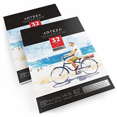 Arteza Watercolor Paper Pad, 9x12 inch, Pack of 2 (32 Sheets Each), Cold  Pressed Watercolor Sketchbook, 140lb/300gsm Acid Free Watercolor Paper, Art  Supplies for Watercolors & Mixed Media Drawing - Yahoo Shopping