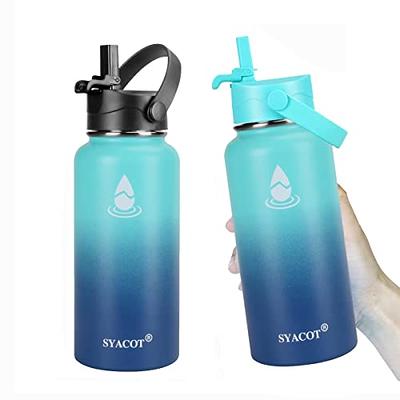  Hydro Flask Water Bottle - Wide Mouth Straw Lid 2.0 - 40 oz,  Spearmint : Sports & Outdoors