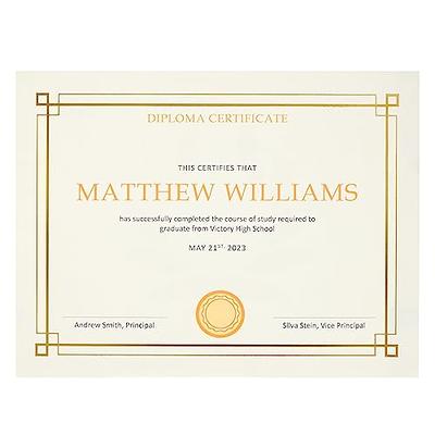 Certificate Paper 8.5 x 11 Inches, 50-Pack Diploma Paper, Letter Size,  Blank, Silver Borders