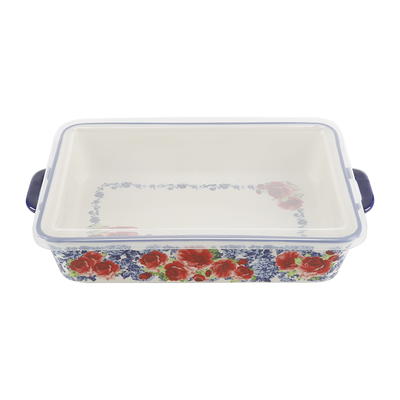 The Pioneer Woman Fancy Flourish Round Ceramic Mini Casserole Dish with Lid