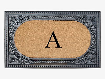 A1hc Rubber & Coir Monogrammed Door Mat for Front Door, 24x39, Anti-Shed Treated Durable Doormat for Outdoor Entrance, Heavy Duty, Thin Profile Easy