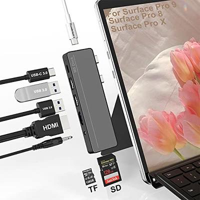 Surface Pro Adapter, TF/SD Card Reader HDMI-compatible Surface Dock Display  Port to HDMI-compatible Expansion USB Hub Adapter for Microsoft Surface Pro  