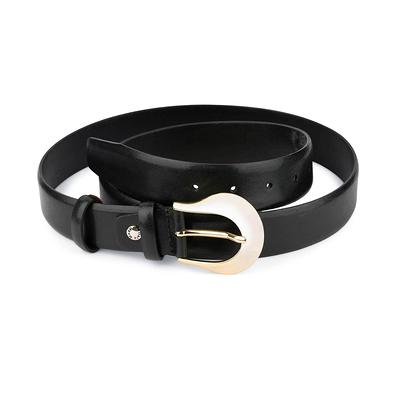 VONMELLI 2 Pack Women's Leather Belts for Jeans Pants Fashion Gold Buckle  Ladies Belt Black Brown S at  Women's Clothing store