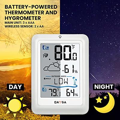 BAYGA Indoor Outdoor Thermometer Wireless Digital Hygrometer, High