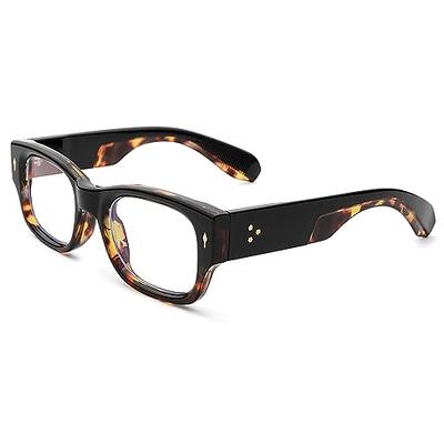  AIEYEZO Thick Frame Blue Light Glasses Men Women, Fashion  Square Computer Eyeglass Anti Eyestrain & Prevent Headache (Black + Brown)  : Health & Household