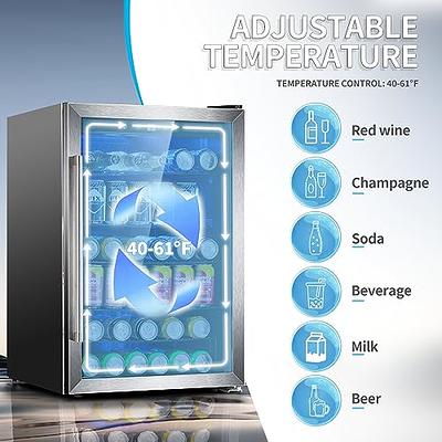 STAIGIS Mini Beverage Refrigerator Freestanding, Small Drink Fridge for Home & Office, Glass Door