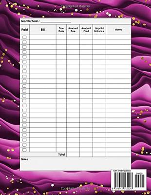 Bill payment Checklist : Monthly Bill Tracker Organizer And Planner  Log  Book For Budgeting Financial and Payment Journal Large Print - Yahoo  Shopping