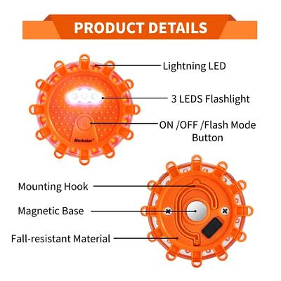 Magnetic LED Emergency Safety Flare 16 LED Flashing Roadside