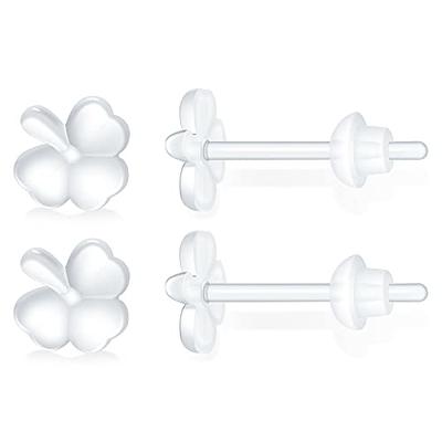 Clear Earrings for Sports, Plastic Earrings for Surgery, KMEOSCH 6 Pairs  Clear Invisible Plastic Posts Piercing Earring Retainer (Lucky Leaf Clover  Studs) - Yahoo Shopping