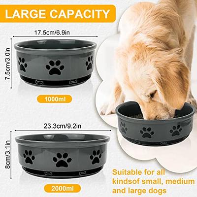 Ceramic Dog Bowls with Bone Pattern, Dog Food Dish for Small Dogs,  Porcelain Pet