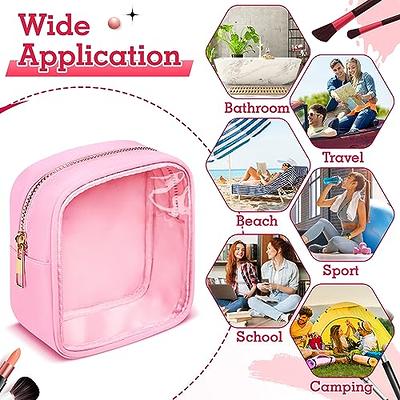 Makeup Bag Travel Cosmetic Bags for Women Girls 2-in-1 Zipper Pouch  Toiletry Bag Organizer Waterproof Cute (Pink)