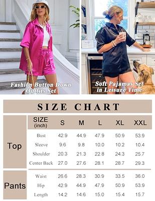 Ekouaer Pajamas for Women Satin Pjs Cute Silk Sleepwear Short Sleeve Button  Top and Shorts Drawstring Waist 2 Piece Lounge Set Rose,M - Yahoo Shopping