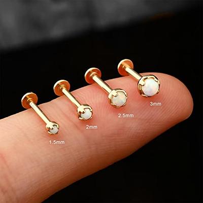 16G 14K Gold Helix Earrings Flat Back Cartilage Studs Conch Piercing Jewelry