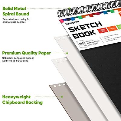 9 x 12 inches Sketch Book, Top Spiral Bound Sketch Pad, 1 Pack 100-Sheets  (68lb/100gsm), Acid Free Art Sketchbook Artistic Drawing Painting Writing