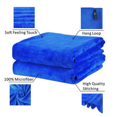 Jml 40 in. x 80 in. Blue White Microfiber Bath Sheet (Set of 2)