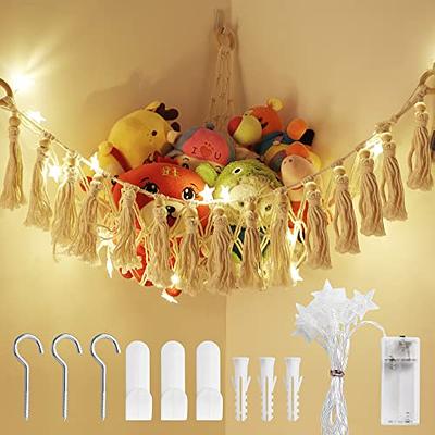 Stuffed Animal Net or Hammock with LED Light, Toy Storage Hammock Hanging  Stuffed Animal Storage Mesh Holder with Tassels for Kids Bedroom - Yahoo  Shopping