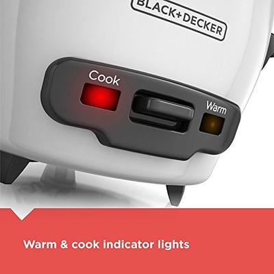 BLACK+DECKER Rice Cooker 6-Cup (Cooked) with Steaming Basket, Removable  Non-Stick Bowl, White