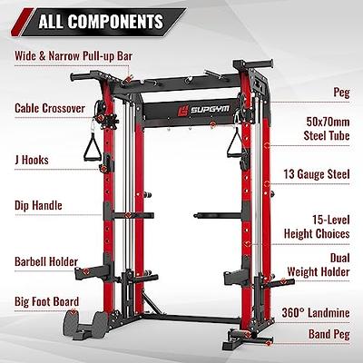 Mikolo Power Rack Cage, 1500 lbs Weight Rack with Cable Crossover  Machine,Multi-Function Squat Rack with J Hooks,Dip Bars and Landmine for  Home Gym (Black), Plate Loaded Machine 