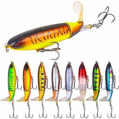  Dr.Fish Topwater Popper Saltwater Fishing Lures, 5-1/2 Inches  GT Popper VMC Treble Hooks Surf Fishing Lures for Striper Pike Salmon Lures  Bass Popper Fishing Plugs Offshore Blue Herring : Sports