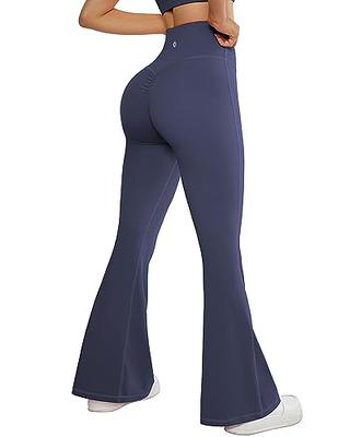 SUUKSESS Women Crossover Flare Leggings Scrunch Butt Lifting Bootcut High  Waisted Bell Bottom Yoga Pants (Blue,L) - Yahoo Shopping