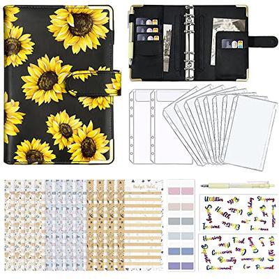  DMluna A6 Budget Binder, PU Leather Money Organizer for Cash  Bills Coupon, Planner Book Notebook Cover with 12 Zipper Envelopes for  Budgeting Expense Saving, with 48 Label Stickers, Glitter Rose 