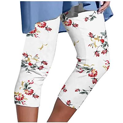 Tapered Denim Capris Leggings for Women Casual Summer Plus Size Capri Pants  Tummy Control Butt Lifting Floral Jeans at  Women's Jeans store