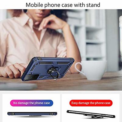  For Samsung Galaxy S21 Plus 5G Case, S21+ Case (NOT Fit S21)  with HD Screen Protectors, Military-Grade Metal Ring Holder Kickstand 15ft  Drop Tested Shockproof Cover Case for Galaxy S21 Plus