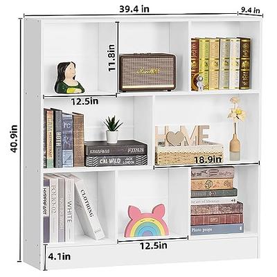 Black Small Bookshelf, Wood 8 Cube Storage Organizer Book Shelves