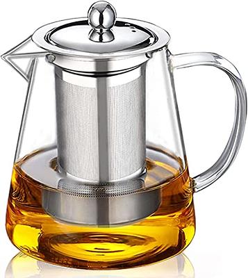 51oz Large Glass Teapot with Infuser Stovetop Safe, Tea Pots for Loose Tea  Glass, Glass Tea Kettle for Stove Top, Clear Teapot with Strainer for Loose