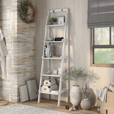 VECELO Corner Shelf, 63 Inch Tall Storage Cabinet, 5-Tier Bookshelf Di