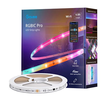 Govee 49.2ft Wi-Fi RGBIC Led Strip Light for Bedroom, Living Room, Kitchen  Decoration, 16 Million Light Color, Warm White and Cool White 48W with