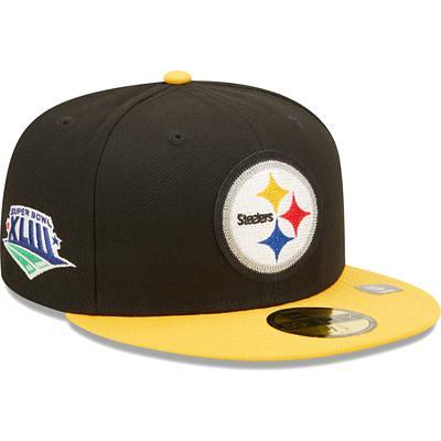 Pittsburgh Steelers New Era All Black/Red Under Visor With Super Bowl XL  Patch On Side 59FIFTY Fitted Hat