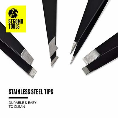 Tweezer Set 6 Pc Stainless Steel : Sharp : Flat : Straight : Angled & Fine  Tips