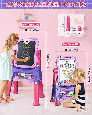 Lehoo Castle Easel for Kids, 4 in 1 Double Sided Kids Art Easel with  Magnetic White