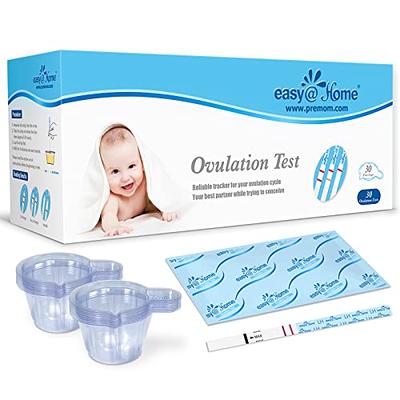 Easy@Home 100 Ovulation (LH) and 20 Pregnancy (HCG) Test Strips Kit, FSA  Eligible, Powered by Premom Ovulation Predictor iOS and Android APP, 100 LH  +
