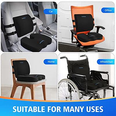  Seat Cushion & Lumbar Support Pillow for Office Chair, Car,  Wheelchair Memory Foam Desk Chair Cushion for Sciatica, Lower Back &  Tailbone Pain Relief Desk Pad with Adjustable Strap 3D Washable