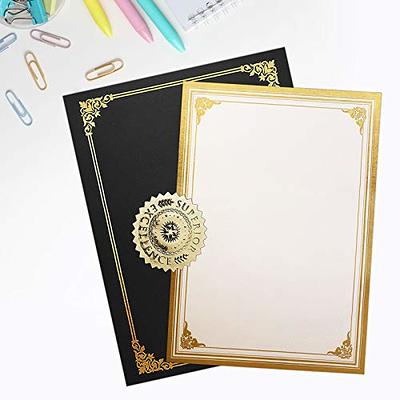 Best Paper Greetings 48 Sheets Blue Certificate of Completion Award Paper  with Gold Foil Stickers Seals for Graduation Diploma, 8.5 x 11 In