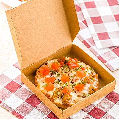 Restaurantware 3.5 x 3.5 x 0.8 inch Pizza Boxes, 100 Disposable Small Pizza Boxes - Durable, Locks in Pizzas, Cookies, or Party Favors, Kraft Paper