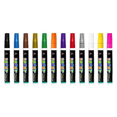 SUPKIZ Paint Marker Pens, 24 Colors Fine Point Oil-Based Waterproof Fancy  Markers, Quick Dry Permanent Push Pen for Engineer Fine Work, Mark Metal,  Tire, Rock, Wood, Fabric, Canvas, Glass, DIY Craft 