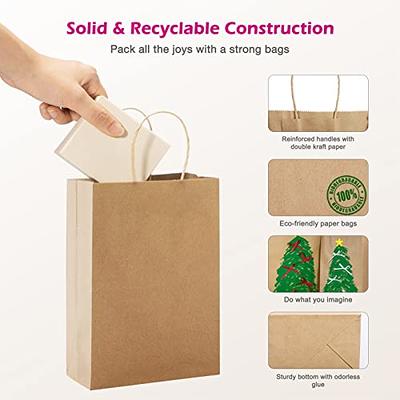 BagDream Paper Gift Bags 8x4.25x10.5 100Pcs Gift Bags Medium Size, Brown  Paper Bags with Handles Bulk Wedding Party Favor Bags, Kraft Bags, Grocery