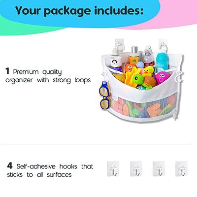 Bath Toy Organizer 2 Strong Suction Hooks Mesh Bathtub Toy Holder Bathroom  Or Shower Caddy Multiuse Net Bags