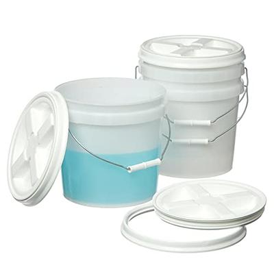 5 Gallon White Bucket & Lid - Durable 90 Mil All Purpose Pail - Food Grade  - BPA Free Plasti (5 Gal. w/Lids - 6pk) - Made in The USA