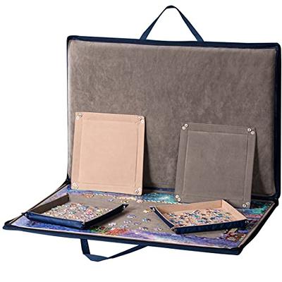 Jumbl 1500-Piece Puzzle Caddy | Portable Jigsaw Puzzle Mat, Organizer,  Storage & Travel Case with Non-Slip Felt Surface, [2] Removable Trays for