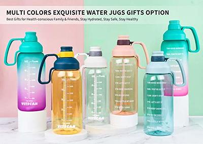 74oz,large Motivational Water Bottle With Time Marker,leakproof & Bpa Free  Half Gallon Big Water Bottle With Handle Tritan Frosted Water Jug For Fitne
