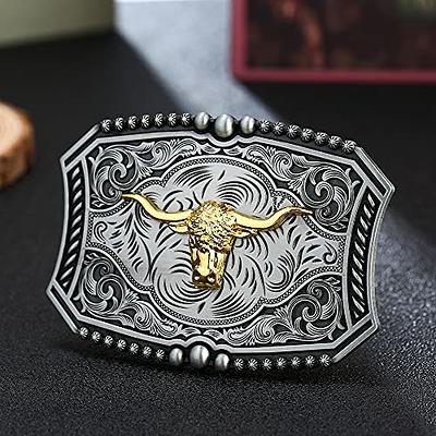 QQA Western Cowboy Belt Buckle Fashion Gold Eagle/Bull/Wolf/Cross and  Prayer Horse Pattern Belt Buckles for Men Women - Yahoo Shopping