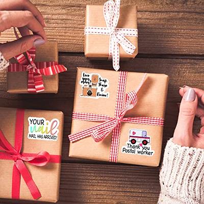 240 PCS Thank Shopping This Season Gift Box Stickers,Cute Small Business  Envelopes Stickers for Business Packages/Handmade Goods/Bags,Christmas  Theme