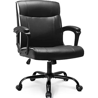 NEO CHAIR Ergonomic Office Chair Desk Chair Mid Back Executive PU Leather  Adjustable Computer Desk Gaming Chair Comfortable Padded Arm Lumbar Support  Rolling Swivel with Wheels (Jet Black) - Yahoo Shopping