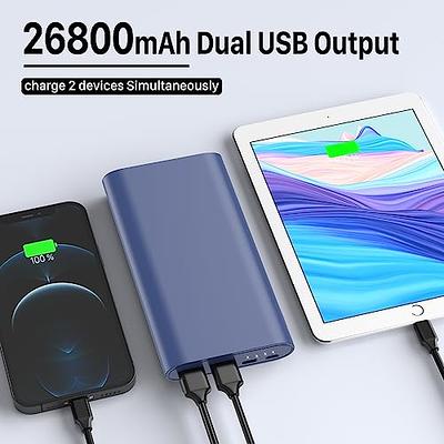 Power Bank, 26800mAh Portable Charger with 3 Inputs & 2 Outputs, Fast Phone  Charger with Flashlight, Ultra-High Capacity USB C (Input Only) External